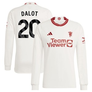 Diogo Dalot  Manchester United adidas 2023/24 Third Replica Long Sleeve Jersey - White