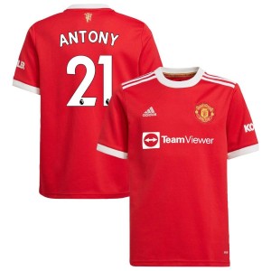Antony Antony Manchester United adidas Youth 2021/22 Home Replica Jersey - Red