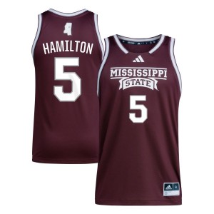 Kimani Hamilton Mississippi State Bulldogs adidas NIL Men's Basketball Jersey - Maroon