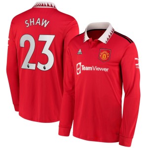 Luke Shaw Manchester United adidas 2022/23 Home Replica Long Sleeve Jersey - Red