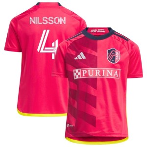Joakim Nilsson St. Louis City SC adidas Youth 2023 CITY Kit Replica Jersey - Red