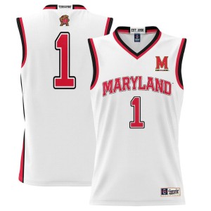 #1 Maryland Terrapins ProSphere Youth Basketball Jersey - White