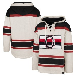 Ottawa Senators '47 Rockaway Lace-Up Pullover Hoodie - Oatmeal