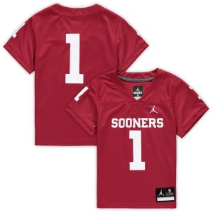 #1 Oklahoma Sooners Jordan Brand Preschool Untouchable Football Jersey - Crimson