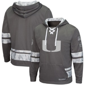 Miami Hurricanes Colosseum OHT Military Appreciation Lace-Up Pullover Hoodie - Gray