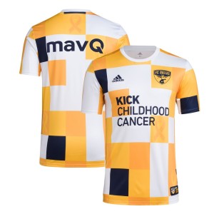 FC Dallas adidas 2022 MLS Works Kick Childhood Cancer AEROREADY Pre-Match Top - White/Gold