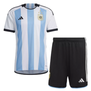 Youth Argentina Home Jersey 2022 World Cup Champions Kids Kit