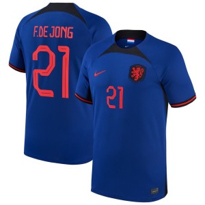 Frenkie de Jong Netherlands National Team Nike 2022/23 Away Breathe Stadium Replica Player Jersey - Blue