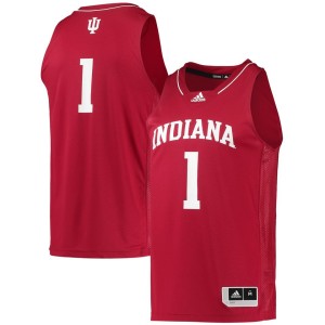 #1 Indiana Hoosiers adidas Team Swingman Basketball Jersey - Crimson