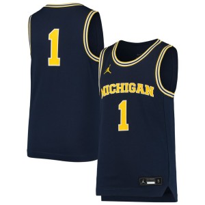#1 Michigan Wolverines Jordan Brand Youth Team Replica Basketball Jersey - Navy