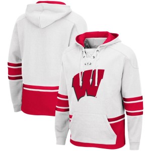 Wisconsin Badgers Colosseum Lace Up 3.0 Pullover Hoodie - White