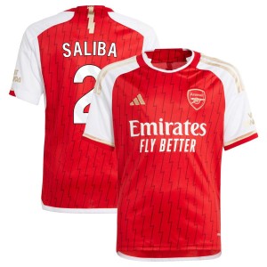William Saliba Arsenal adidas Youth 2023/24 Home Replica Jersey - Red