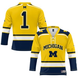 #1 Michigan Wolverines ProSphere Youth Hockey Jersey - Maize