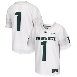 #1 Michigan State Spartans Nike Youth Football Game Jersey - White