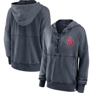 Oklahoma Sooners Fanatics Branded Women's Overall Speed Lace-Up Pullover Hoodie - Heathered Charcoal