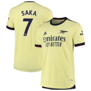 Bukayo Saka Arsenal adidas 2021 Away Authentic Jersey - Pearl Citrine