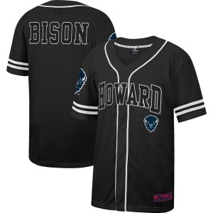 Howard Bison Colosseum Free Spirited Mesh Button-Up Baseball Jersey - Black