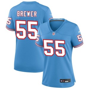 Aaron Brewer Tennessee Titans Nike Women's Oilers Throwback Game Jersey - Light Blue