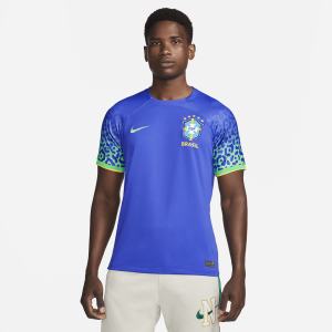 Brazil 2022/23 Stadium Away Men's Nike Dri-FIT Soccer Jersey - Paramount Blue/Green Spark/Dynamic Yellow/Green Spark