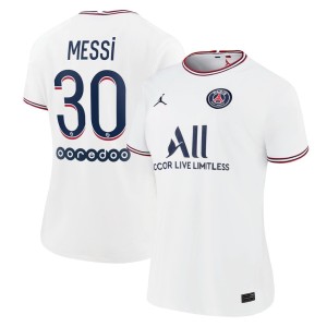 Lionel Messi Paris Saint-Germain Jordan Brand Women's 2021/22 Fourth Replica Jersey - White