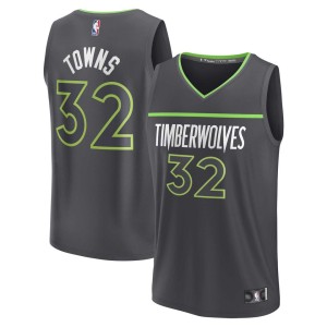 Youth Fanatics Branded Karl-Anthony Towns Anthracite Minnesota Timberwolves 2021/22 Fast Break Player Jersey - Statement