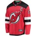 Men's Fanatics Branded Nico Hischier Red New Jersey Devils Captain Patch Home Breakaway Jersey