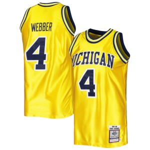 Chris Webber Michigan Wolverines Mitchell & Ness Authentic College Vault 1991/92 Jersey - Maize