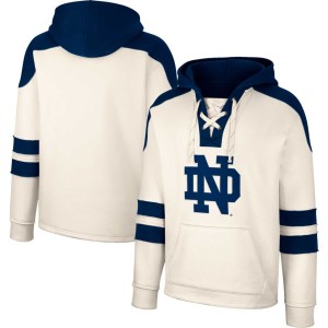 Notre Dame Fighting Irish Colosseum Lace-Up 4.0 Vintage Pullover Hoodie - Cream