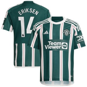 Christian Eriksen Manchester United adidas Youth 2023/24 Away Replica Player Jersey - Green