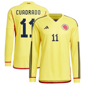 Juan Cuadrado Colombia National Team adidas 2022/23 Home Replica Long Sleeve Player Jersey - Yellow