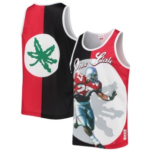 Eddie George Ohio State Buckeyes Mitchell & Ness Sublimated Player Tank Top - Black/Scarlet