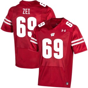 Zach Zei Wisconsin Badgers Under Armour NIL Replica Football Jersey - Red