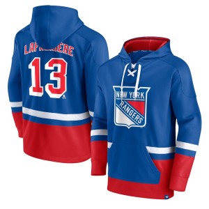 Alexis Lafreniere New York Rangers Fanatics Branded Player Lace-Up V-Neck Pullover Hoodie - Blue/Red