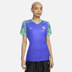 Brazil 2023 Stadium Away Women's Nike Dri-FIT Soccer Jersey - Paramount Blue/Green Spark/Green Spark