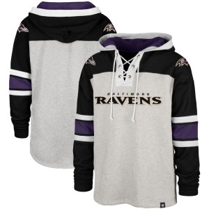 Baltimore Ravens '47 Gridiron Lace-Up Pullover Hoodie - Heather Gray