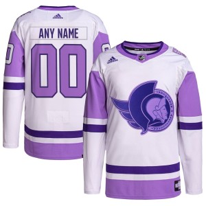 Ottawa Senators adidas Hockey Fights Cancer Primegreen Authentic Custom Jersey - White/Purple