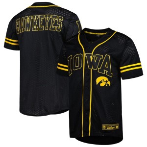 Iowa Hawkeyes Colosseum Free Spirited Mesh Button-Up Baseball Jersey - Black