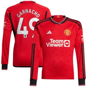 Alejandro Garnacho Manchester United adidas 2023/24 Home Replica Long Sleeve Player Jersey - Red