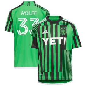 Owen Wolff Austin FC adidas Youth 2023 Las Voces Kit Replica Jersey - Green