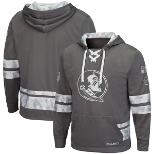 Florida State Seminoles Colosseum OHT Military Appreciation Lace-Up Pullover Hoodie - Gray