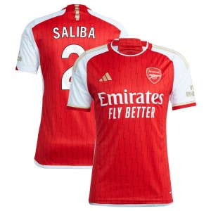 William Saliba Arsenal adidas 2023/24 Home Replica Jersey - Red
