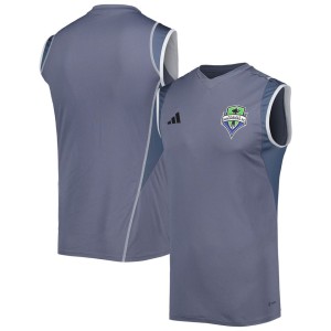 Seattle Sounders FC adidas 2023 On-Field Sleeveless Training Jersey - Gray