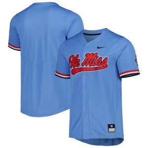 Ole Miss Rebels Nike Full-Button Replica Baseball Jersey - Powder Blue