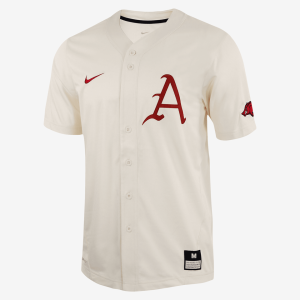 Arkansas Razorbacks Men's Nike Dri-FIT College Replica Baseball Jersey - Cream