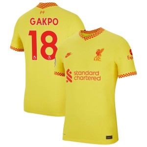 Cody Gakpo Liverpool Nike 2021/22 Third Vapor Match Jersey - Yellow