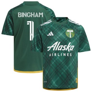 David Bingham Portland Timbers adidas Youth 2023 Portland Plaid Kit Replica Jersey - Green
