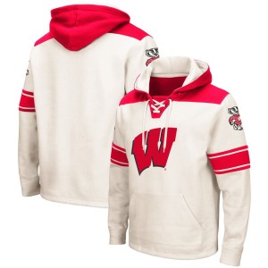 Wisconsin Badgers Colosseum 2.0 Lace-Up Pullover Hoodie - Cream