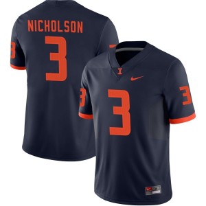 Tahveon Nicholson Illinois Fighting Illini Nike NIL Replica Football Jersey - Navy