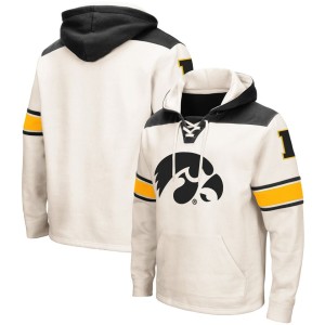 Iowa Hawkeyes Colosseum 2.0 Lace-Up Pullover Hoodie - Cream