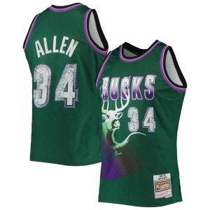 Ray Allen Milwaukee Bucks Mitchell & Ness 1996-97 Hardwood Classics NBA 75th Anniversary Diamond Swingman Jersey - Green